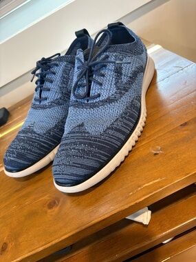 Cole Haan Knit Lace-Up Sneakers - Navy & White
